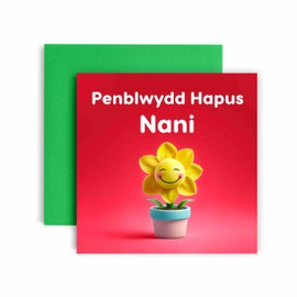 Huxters Penblwydd Hapus Card for Nani - Welsh Daffodil Funny Birthday Greetings for Nanny - 14.8cm (Nani)