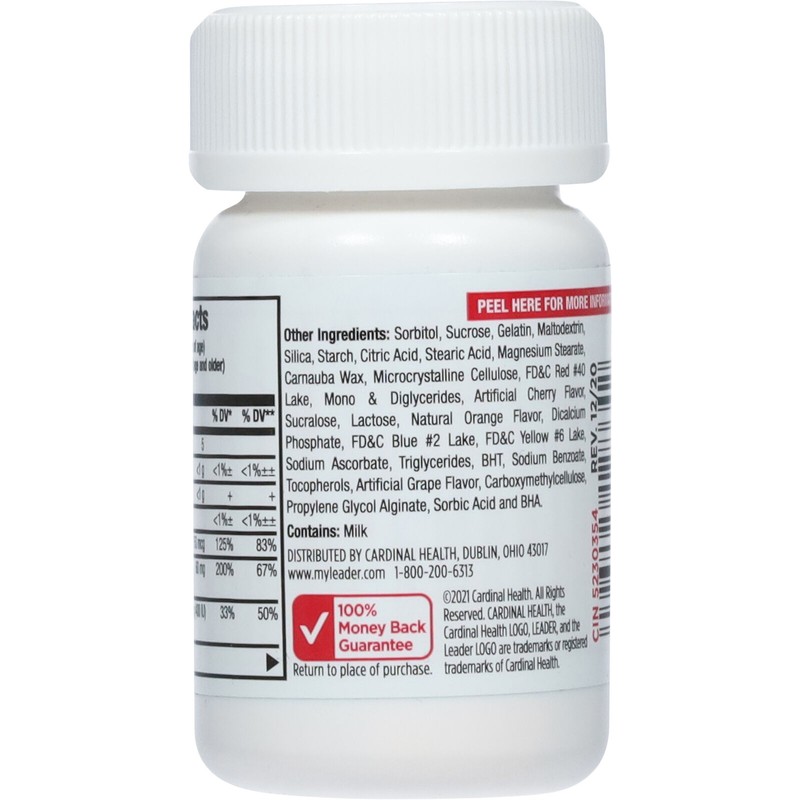 Leader Children's Multivitamin Supplement Chewable Tablets 3 Fruit Flavors 30