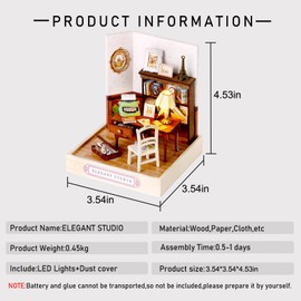 CUTEROOM Handmade DIY Dollhouse Miniature Kit - Wooden Dollhouse with Furniture, Dustproof Cover, LED Light and Detailed Instructions (QT031)