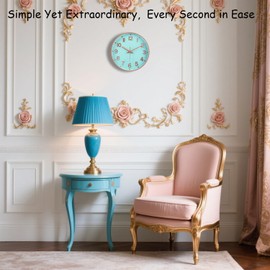 Mabpedo Wall Clock, 8 Inch Wall Clocks Battery Operated, Round Modern Non Ticking Silent Digital Analog Small Wall Clock for Bedroom Living Room Kitchen Office Gym Classroom Outdoor Clocks, Blue