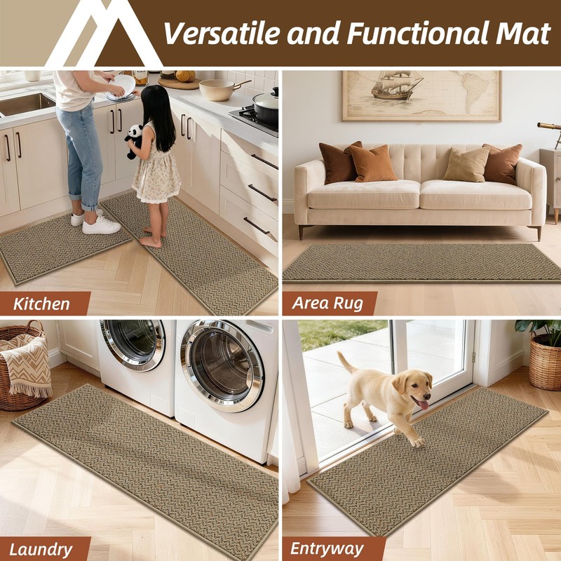 COSY HOMEER Kitchen Rugs Non-Slip Washable Kitchen Floor Mats 17"x30"