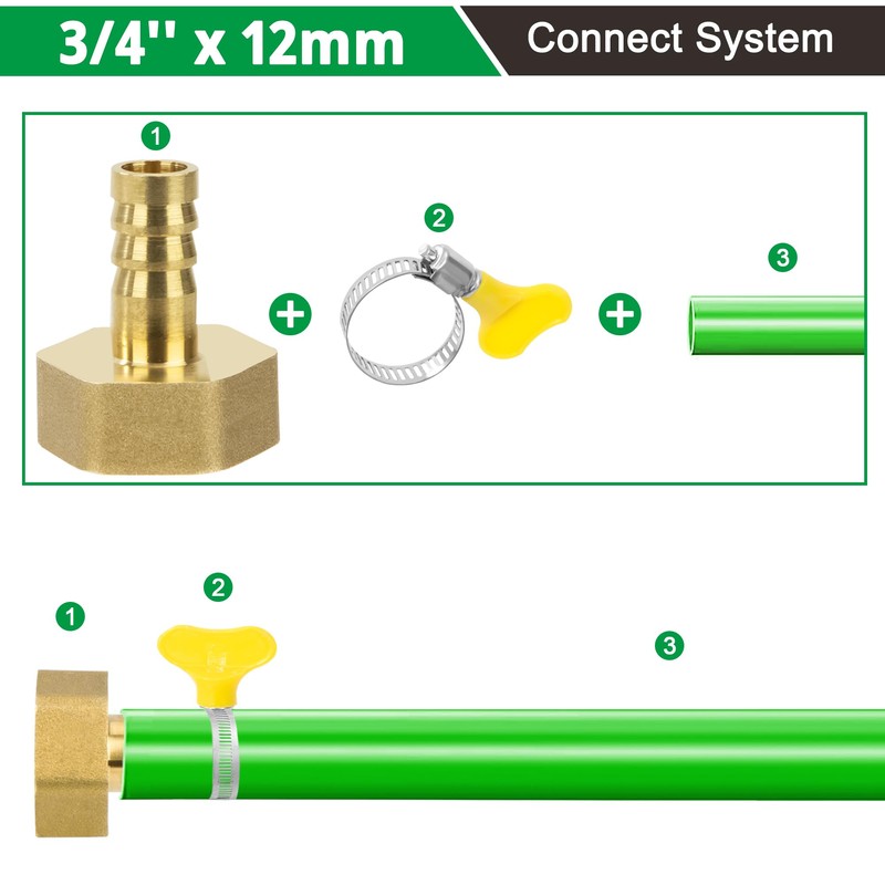 Brass Pipe Adapter, 6 Pieces 12 mm Barb x 3/4