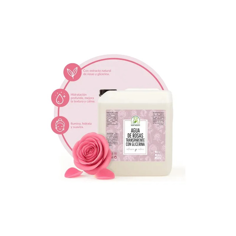 Agua De Rosas Con Glicerina Transparente 5 Litros