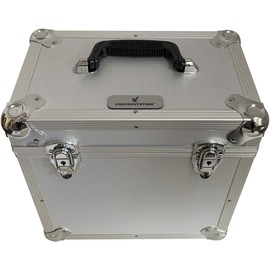 CheckOutStore (1) Aluminum Heavy Duty 12" LP Vinyl Record Album Storage Box (Holds Up to 50 LPs) (Silver)