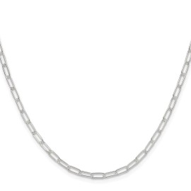 GlittersandGold Sterling Silver Polished 2.5mm Paperclip Chain Necklace