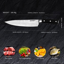 TONIFE Chef's Knife, High Carbon Stainless Steel Kitchen Knife, 13.07‘’ 6.56oz, Long-term Use and Maintenance, Corrosion-Resistant, Long-Lasting