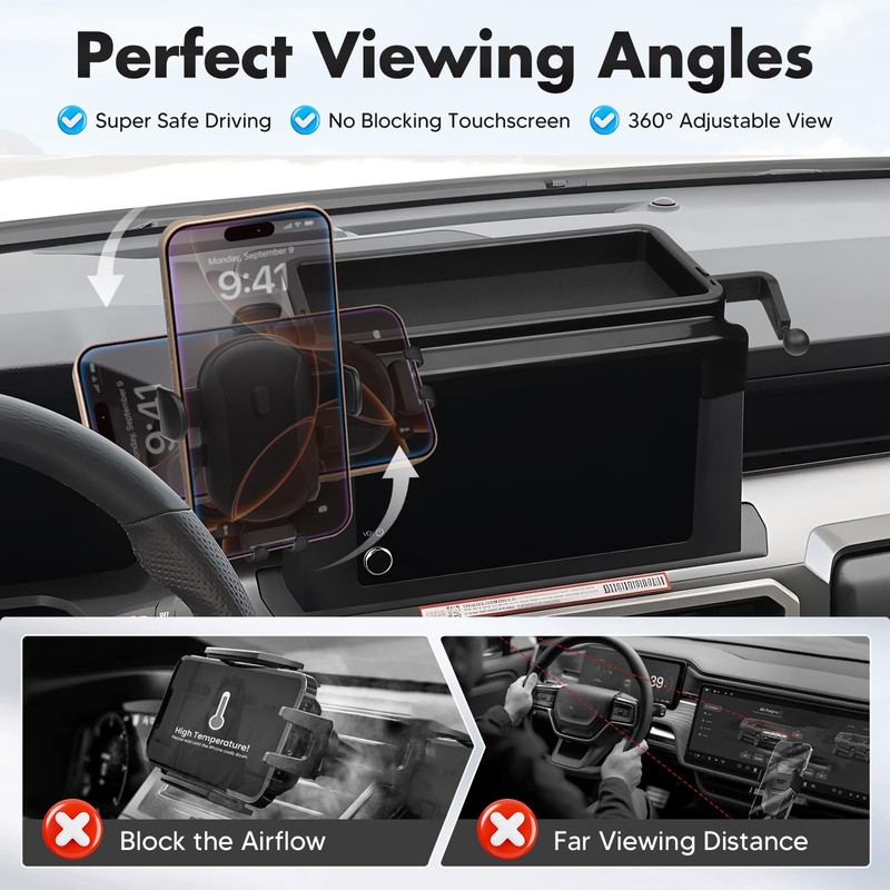 FIILINES Center Console Dash Organizer with Phone Holder for Toyota
