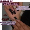 BABALAL Press on Nails Long Coffin Fake Nails Black French
