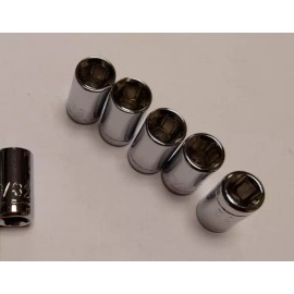 No Brand Socket Lot of 6 1/4" Drive 15/32" 6 Point Shallow