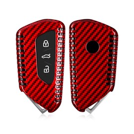 T-carbon Key Fob Cover Fits VW Atlas Mk 8 Golf R Polo Tiguan ID3 ID4 Buzz 2020-2025;Glass Fiber Key Shell Fits Skoda Octavia Kodiaq Karoq;Key Case Compatible with Seat Cupra Ateca Leon Accessories
