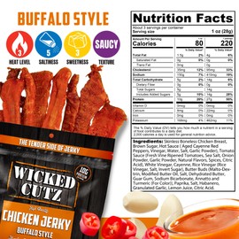 Buffalo Chicken Jerky | Tender, Flavorful, Easy to Chew Chicken Jerky for People with 27g Protein Per Bag, High Protein Snacks, Low Calorie Snacks, Low Carb Snacks, Healthy Snack for Adults (2 Bags)
