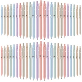 Sherr 50 Pcs Black Gel Ink Pens Bulk Retractable Ballpoint Pen Quick Dry 0.5mm Fine Point Smooth Writing Instrume Back to Shcool Gift for Student Classroom Coworker Teacher Staff(Macaron Color)