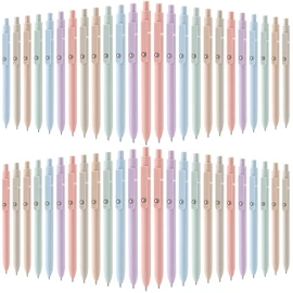 Sherr 50 Pcs Black Gel Ink Pens Bulk Retractable Ballpoint Pen Quick Dry 0.5mm Fine Point Smooth Writing Instrume Back to Shcool Gift for Student Classroom Coworker Teacher Staff(Macaron Color)