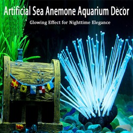 HoneTeek Fish Tank Decorations, Artificial Sea Anemone Aquarium Décor for Fish Tank, Silicone Coral Plant with Glowing Effect, Vivid Aquarium Plants for Betta Fish Tank Accessories Underwater