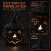 Black Handwoven Seagrass Pumpkin Jack-O-Lantern for Spooky Halloween Candy Storage,