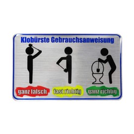 BIKE-label 3D Sticker Aluminium Look Fun Notice Sign Toilet Brush Instructions 90 x 55 mm 900129VA