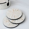 I-lan 6Packs Mother of Pearl Coasters with Holder, Shiny Cream