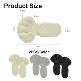 Ruayia Heel Pads, Shoe Insoles, 2 Pairs of Heel Pads, Breathable Memory Foam Heel Protection, for Too Large Shoes & Boots, Shoe Filler Heel - Black, Beige