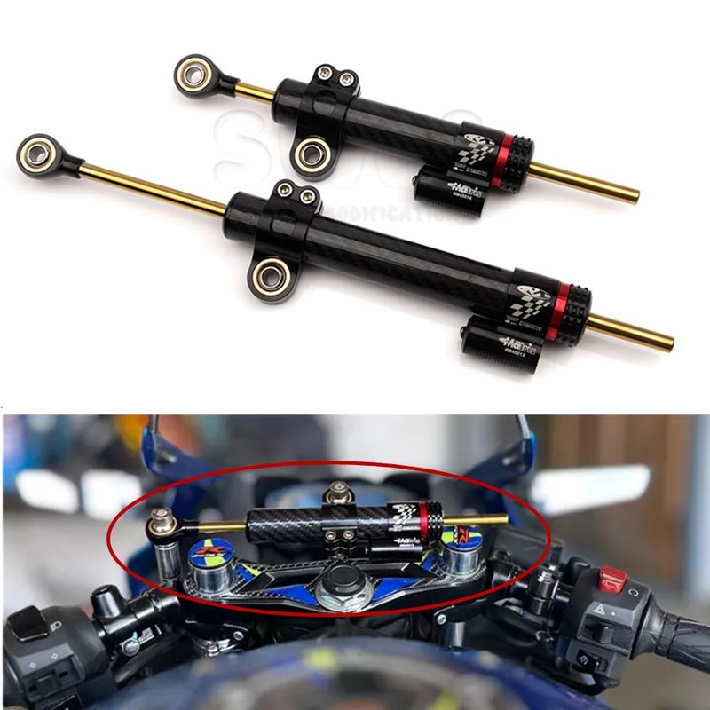 NORXI Universal Motorcycle Steering Damper, Adjustable Steering Damper Stabilizer, Linear