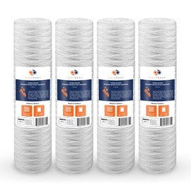Aquaboon 1 Micron Whole House 20" x 4.5" String Wound Water Filter Replacement Cartridge for Well Water Compatible with SWC-25-2005, P5-20, 4-Pack