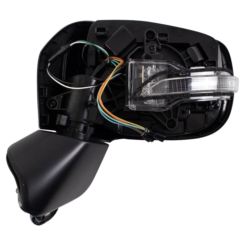 TRQ Driver Side Heated Power Mirror Smooth Black Manual Fold