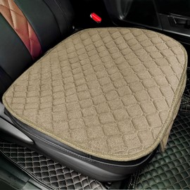 surpassme Comfortable Car Seat Covers Universal Front Seat Covers for Car Accessories with Storage Pockets, Padded Car Interior Covers for Automotive, SUV, Truck, and Van(Khaki)