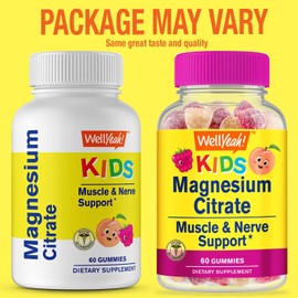 WellYeah Magnesium Citrate Gummies for Kids - Chewable Stress Relief Supplement for Children - Natural Calm, Mood Support, Non-GMO, Gluten Free - Natural Sourced Flavors - 60 Gummies