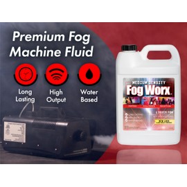 FogWorx Fog Juice - 1 Gallon of Organic Fog Fluid (128 oz) - Medium Density, High Output, Long Lasting Fog Machine Fluid for 400 Watt to 1500 Watt Machines