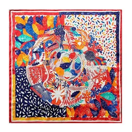FOX-TECH Bandana Women's Headscarf Square Printed Scarf Satin Silk Scarf, a painting