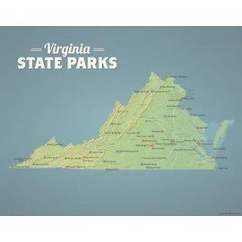 Virginia State Parks Checklist Map 11x14 Print (Natural Earth)