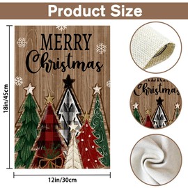 Merry Christmas Garden Flag 12x18 Inch, Xmas Trees Snowflake Double Sided Burlap Garden Flag for Winter Christmas Farmhouse Yard Outdoor Decorative