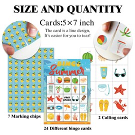 Summer Bingo Cards Summer Party Games Bingo Cards for Pool Party Birthday Beach Party Favors Supplies Decorations 24 Players Bingo Game - JK0109