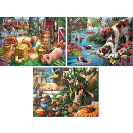 Bits and Pieces – Value Set of Three Large 300 Piece Jigsaw Puzzles for Adults – Puppy Collection Jigsaw Puzzles by Artist Larry Jones, Completed Puzzle Size: 18" x 24"