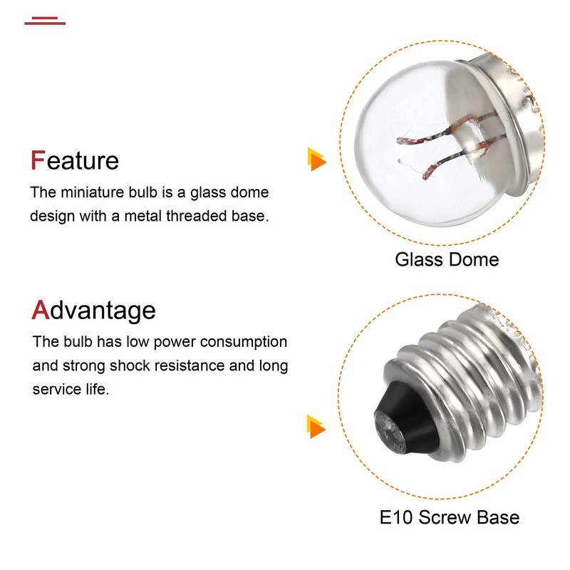 MECCANIXITY E10 Screw Base Miniature Bulbs 20 Pack 1.5V Warm