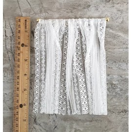Unbranded Dollhouse Miniature Lace Curtains White Gold Curtain Rod 1:12 Scale 6 1/2" Long