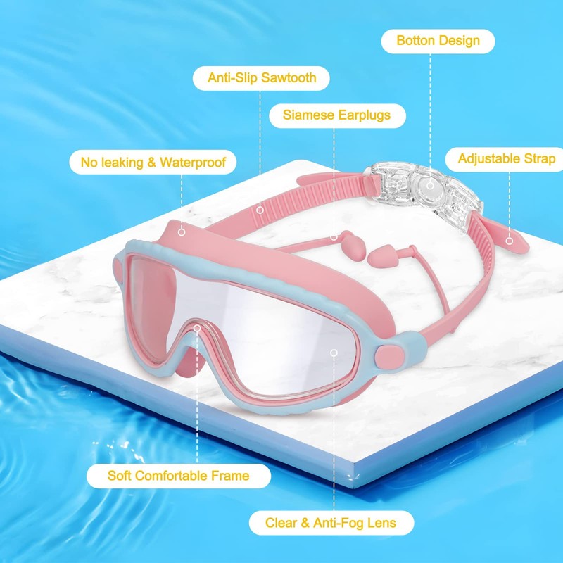 FWE Swim Goggles 1 Pack Anti-Fog Anti-UV Wide View Swimming