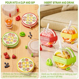 YOBEYI Cool Summer Ice Cube Bottle, 2-in-1 Ice Making and Sports Bottle, Ice Cube Tray for Home Outdoor Office Ice Making Freezer Coffee Juice Beverages(Green)