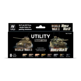Vallejo VAL70201 Farb II & World War III AV Model Color Utility Paint Set (8), Various, 17 ml (Pack of 8)