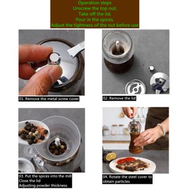 VEIZIBEE Pepper Mill Set Manual Pepper Mills Classical Hand Shake Wooden Pepper Grinder Set Salt Mills Wooden Pepper Mill Ceramic Blades Metal Handle, Enjoy Fresh Ground Pepper (Walnut color 1pcs-5in)