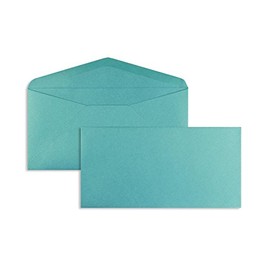 Plain Envelopes Coloured Envelopes, Wet Seal, Pointed Flap, Without Window, DIN Long, 120 g/m² Glossy, Pack of 100, Blue (Glamour Sea Blue)