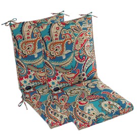 Makimoo Set of 4 Outdoor Dining Chair Cushions, Comfort Patio Seating Cushions, 44 x21x4.5 inch, Single Welt and Zipper, Blue Trumpet Flowers