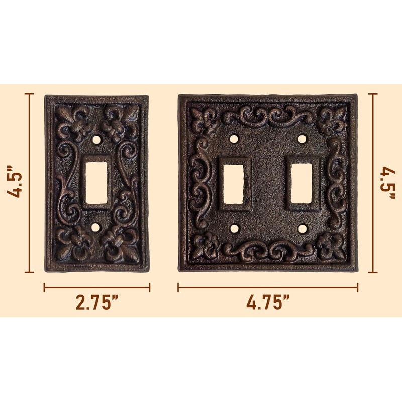 Lulu Decor, Fleur De Lis Cast Iron Switch Plate in