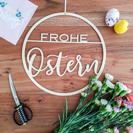 Oster Türkranz - DIY Osterkranz aus Holz - Osterdeko der Haustür und Wand