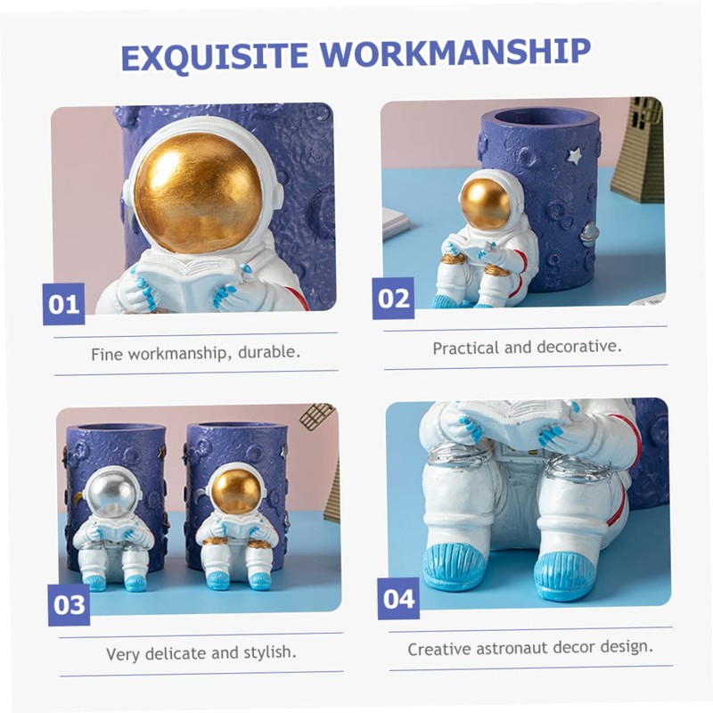 Operitacx Astronaut Pencil Holder Resin Craft Space Theme Desk Organizer