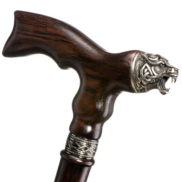 Unique Wooden Walking Cane for Men - Celtic Bear -