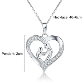 Ecripe 925 Sterling Silver Heart Necklaces for Women, Silver Necklace with Heart Pendant, Adjustable Chain for Mum Girls Her