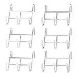 NYGHMY 6-Pack Wire Shelving Hooks - 3-Hook Hanging Organizer Attachments, Chrome Color