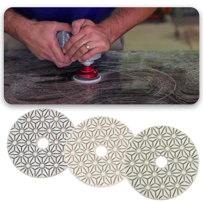 Briny River 3pcs 4-inch Dry Wet 3 Step Diamond Polishing