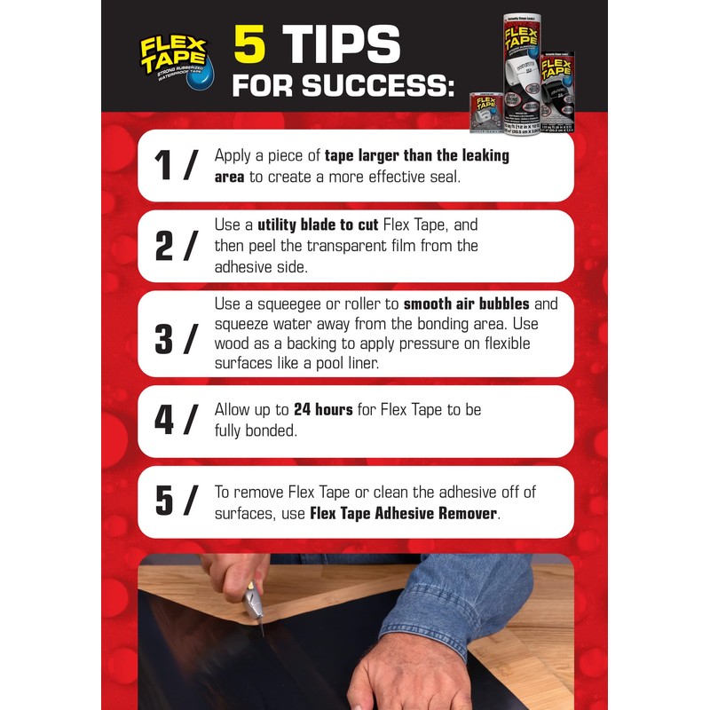 Flex Tape, Mini, Black, 3-Pack, Original Thick Flexible Rubberized Waterproof