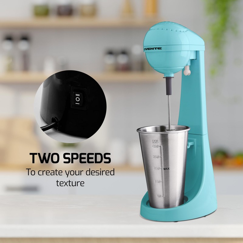 OVENTE Classic Milkshake Maker Machine with 2 Speed Setting, Safety